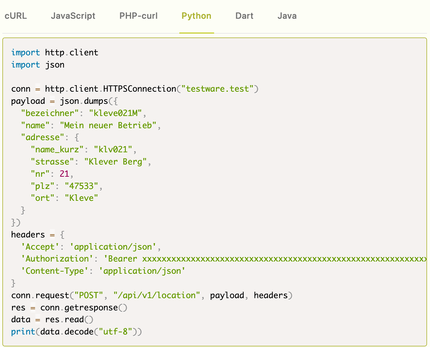 API-Aufruf mit Python